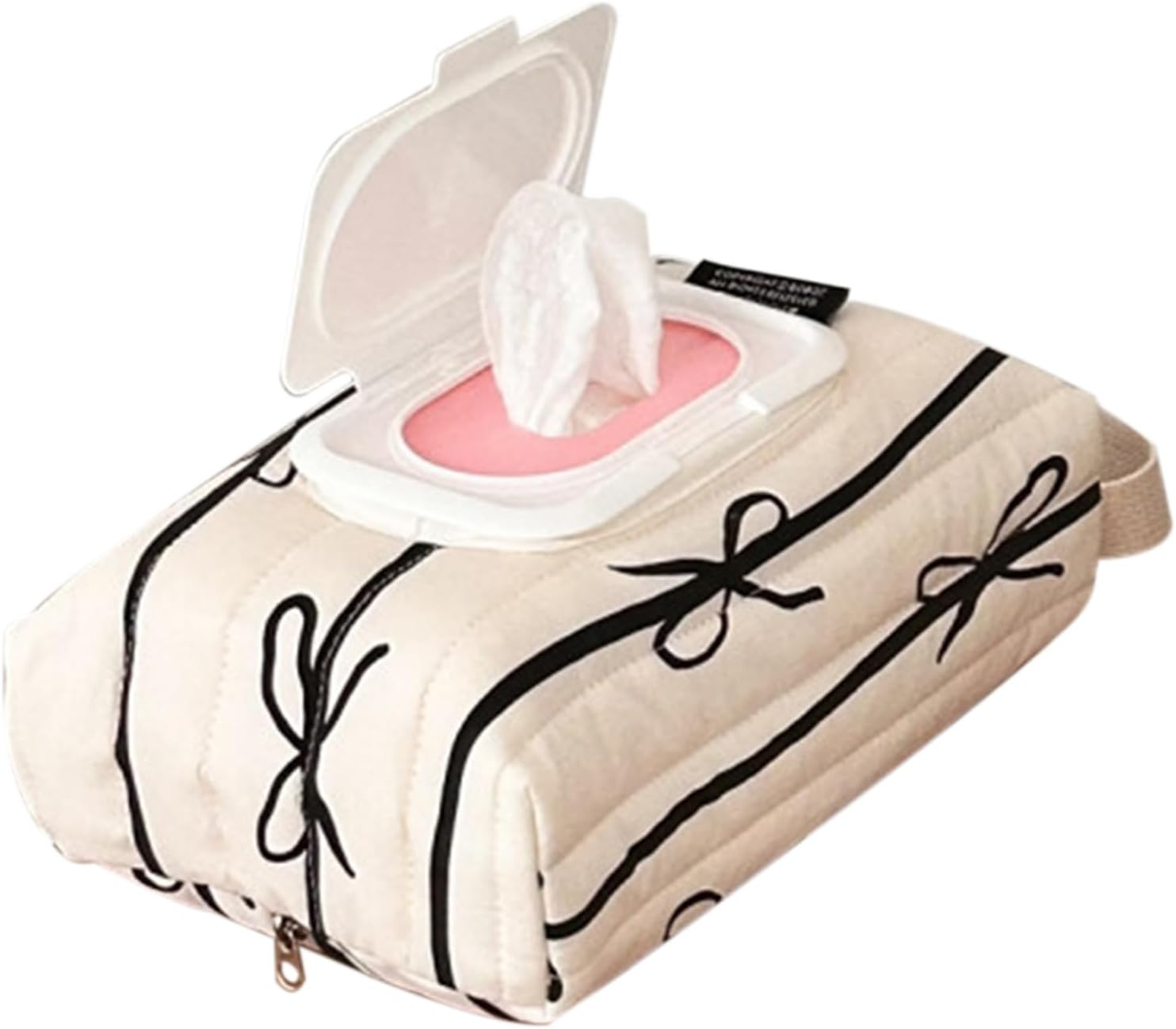 Wet Wipes Dispenser, Wipe Containers Refillable, Wipes Holder Bag Wipe Container, Baby Wipes Holder Storage Organizer, Bow Stripes Baby Wipe Case Travel Wet Wipe Pouch