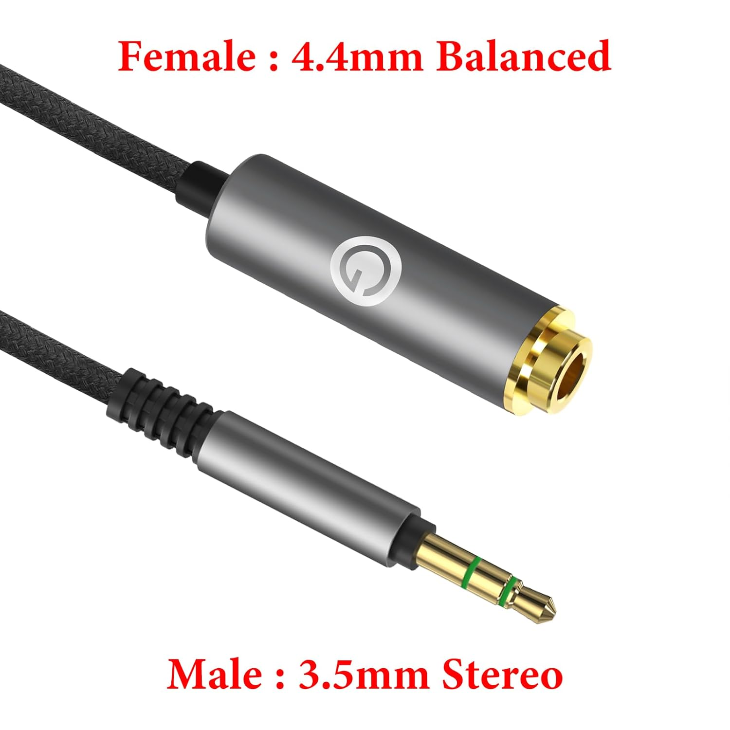 Geekria 3.5Mm Stereo Male to 4.4Mm Balanced Female Adapter Cable, 5-Core Audio Conversion Cord, Headphone Plug Adapter, Aluminum Alloy Connector, PP Yarn Metallic Upgrade Wire (0.5Ft) image number 3