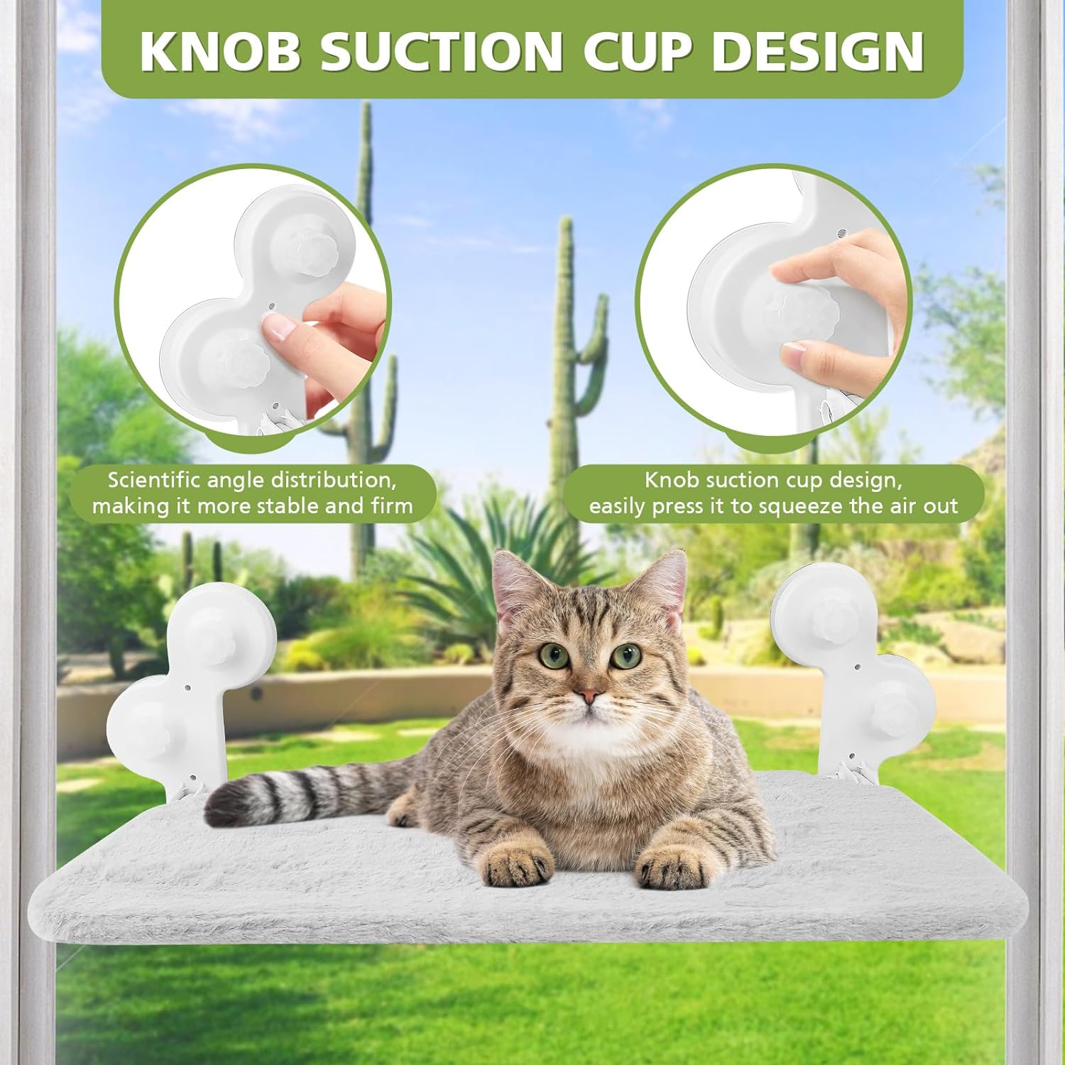 Cordless Cat Window Perch for Indoor Cats, Foldable Cat Hammock Bed Shelf Seat for Kitten Large Cat image number 3