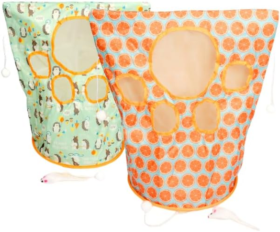 Cat Tunnel Bag Mix Postage Bag- Dexterity Training Toys - Nylon Bag Tunnel Toys for Cat/Green 34 * 32 * 5.7CM. image number 3