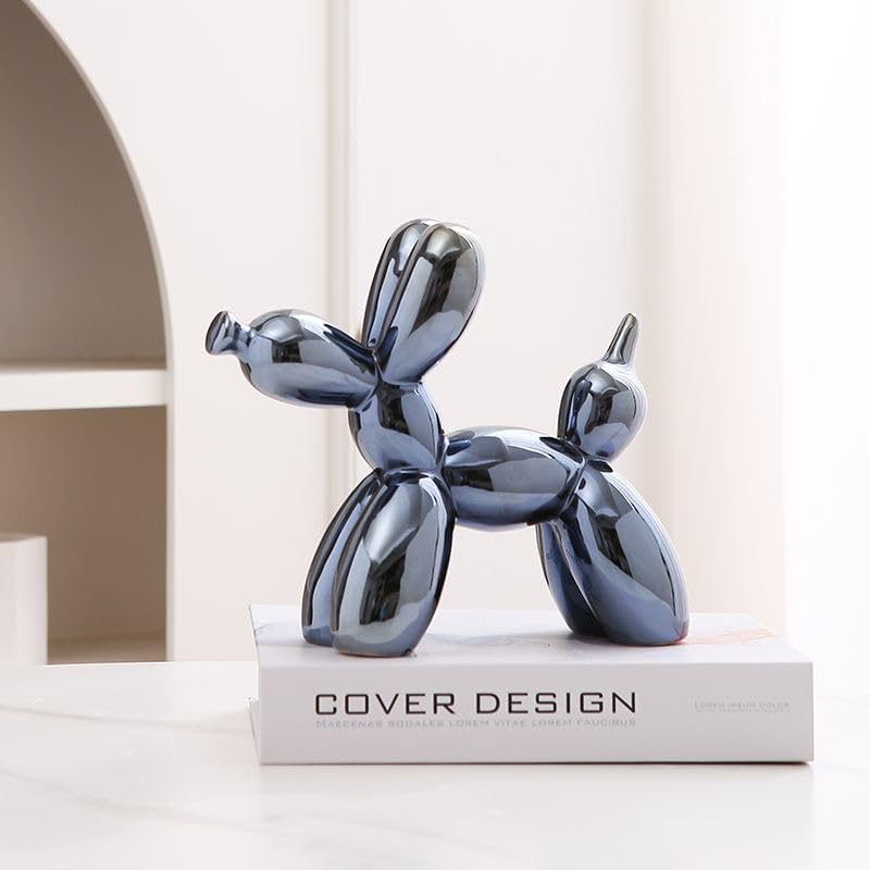 Resin Balloon Dog Sculpture,Creative Cute Animal Crafts Figurine Shaped Statue Art Sculpture Modern Desktop Ornament Decoration for Home Bedroom Living Room & Office Decor(Glod,8/ X8/ X3/)