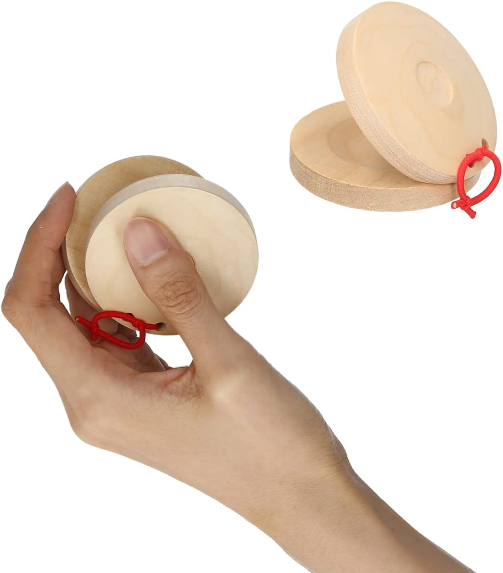 Tignapoo Pair of Castanets Wooden Castanet Finger Clappers Musical Instrument image number 3