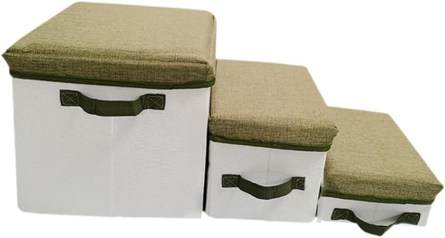 3-Step Dog Stairs with Storage, Non-Slip Bottom Pet Steps, Foldable Storage Pet Ramp, Storage Box Suitable for Small Dogs Cats Bed Couch and Sofa (Green, 70 * 30 * 30 CM) ﻿ image number 5