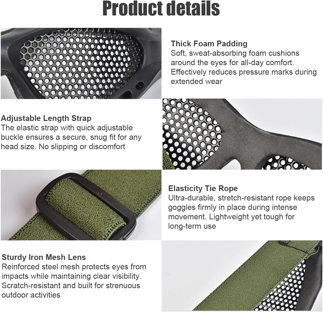 Wokyo Cs Safety Mesh Goggles High Density Metal Mesh Pattern Goggle Safety Glasses for Outdoor Games Sports Cycling - Green image number 2