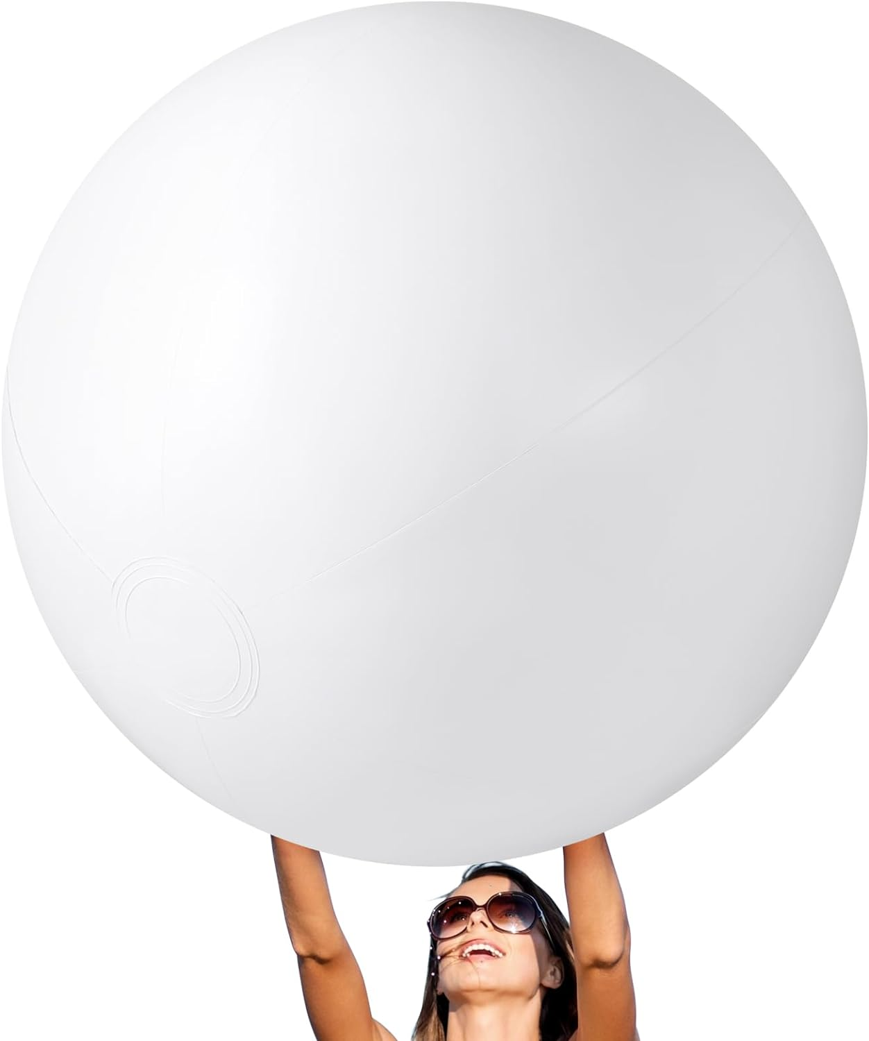 6.5 Feet White Giant Beach Ball Large Inflatable Ball Swimming Pool Party Ball for Summer Beach Massive Beach Decorations Supplies for Water Games Birthday Pool Party(1 Pcs) image number 3