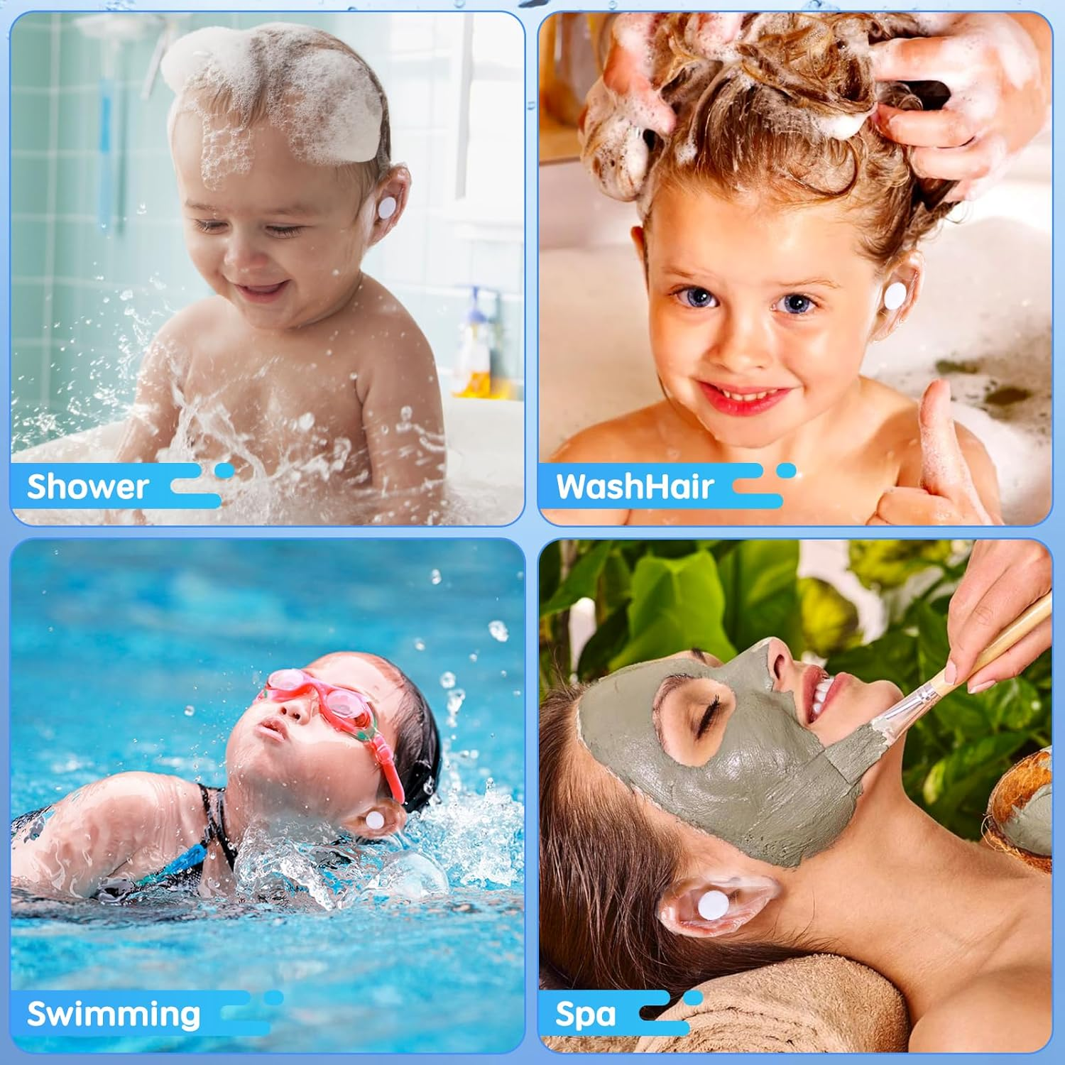 Disposable Waterproof Ear Patches 120 Pcs，Baby Ear Covers for Swimming Shower Ear Protectors with Soft Cotton, for Shower Surfing Snorkeling and Other Water Sports image number 1