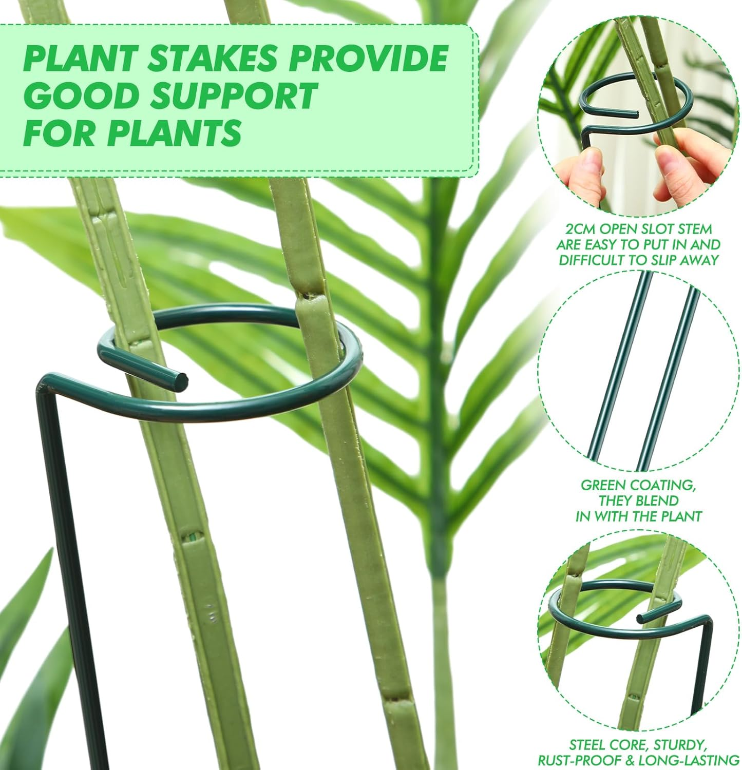 24 Pack Plant Support Stakes for Three Sizes(12 or 24 or 36 Inch) Metal Plant Support Sticks Support Stake Plant Stem for Flowers Amaryllis Tomato Lily Peony Rose Flower Narcissus(36 Inch) image number 2