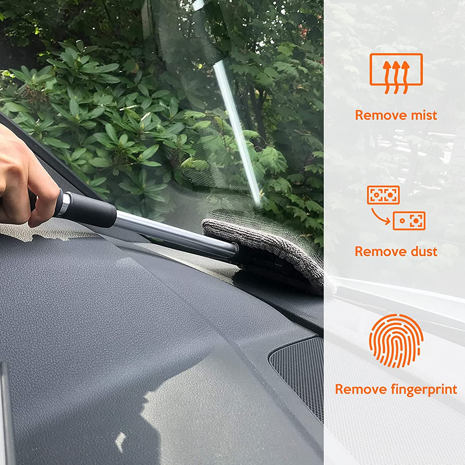 Windshield Cleaner Worthplanet Auto Glass Wiper Windshield Cleaning Tool with 2 Packs Washable Reusable Microfiber Covers and Extendable Handle W120046 image number 3