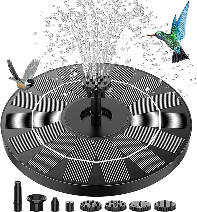 2024 Upgraded Garden Solar Fish Pond Fountain, 16CM Solar Powered Bird Bath Fountain, DIY Solar Fountain Pump with 6 Nozzles Floating Fountain, for Water Feature Outdoor, Garden, Fish Tank image number 4