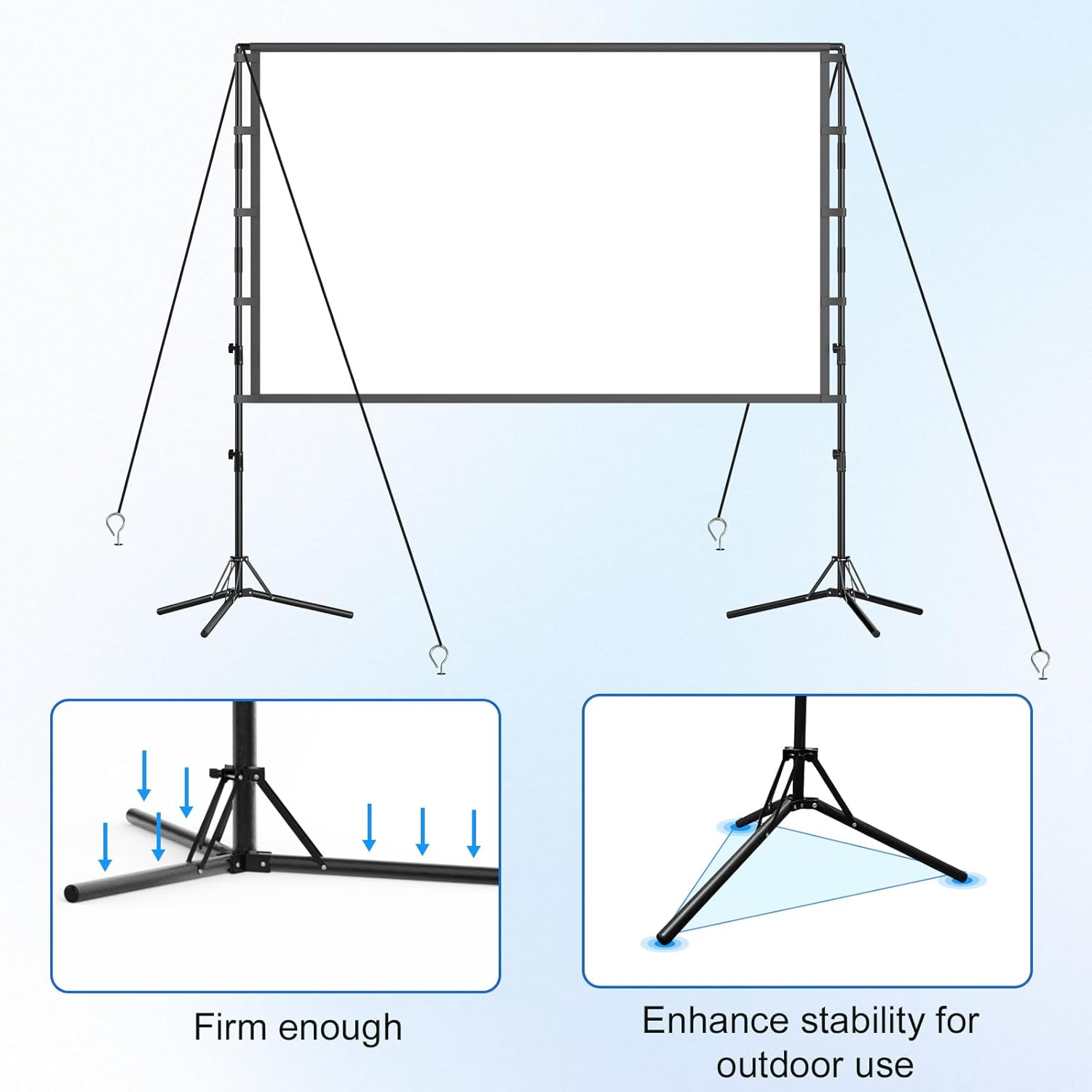 Projector Screen and Stand,Gainvane 120 Inch Portable Projector Screen Indoor Outdoor Projection Screen 16:9 4K HD Wrinkle-Free Light-Weight Movie Screen with Carry Bag for Backyard Movie Night image number 3