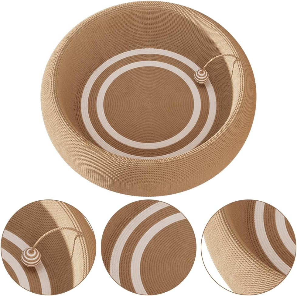 Large Sisal Cat Bed with Playing Ball, Durable & Eco-Friendly Pet Lounger, Multi-Functional Cat Scratcher & Resting Spot, Non-Shedding, Anti-Slip Design for Home, School & Apartment image number 3