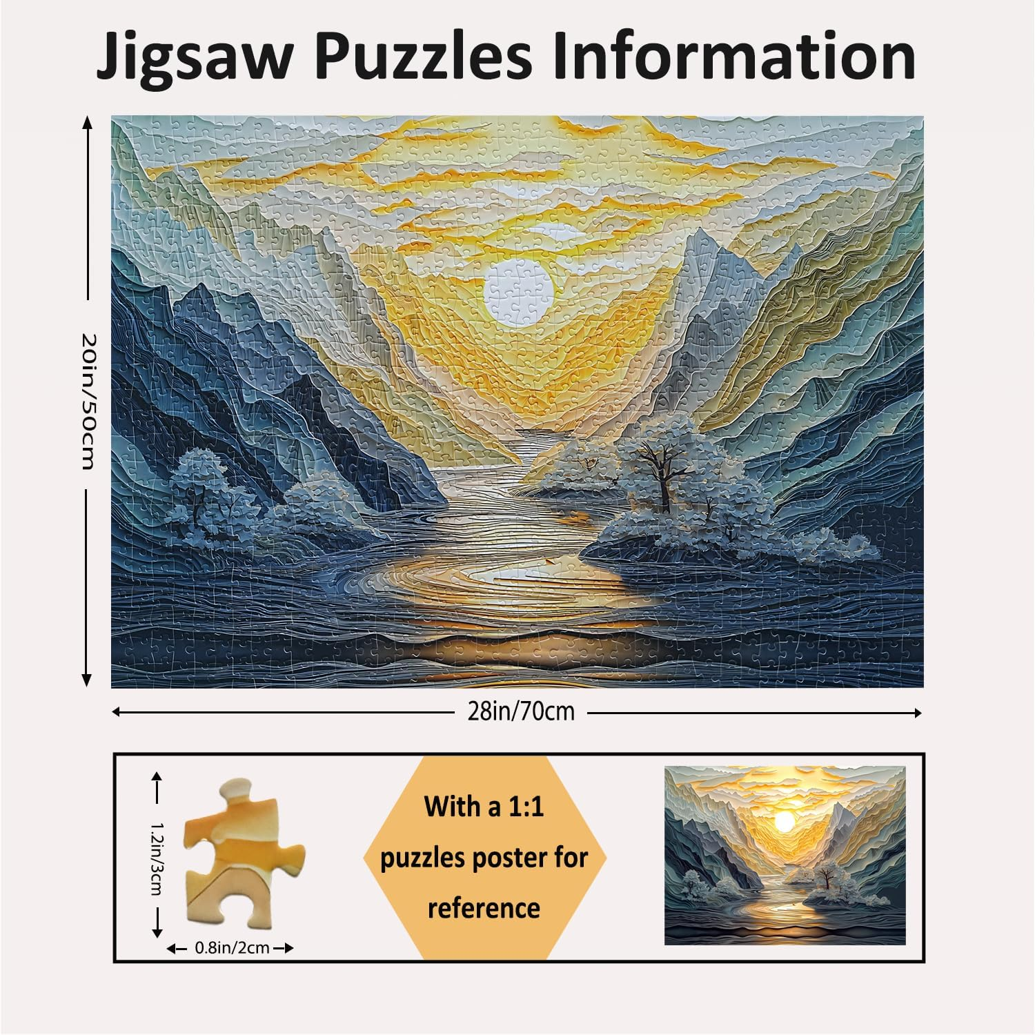 Jigsaw Puzzles for Adults 1000 Pieces Impossible Hard Difficult Challenging Puzzles for Adults 1000Pc Puzzle Sunrise at Mountain Peak Jigsaw Puzzle 1000 Pieces 28 X 20 Inch image number 5