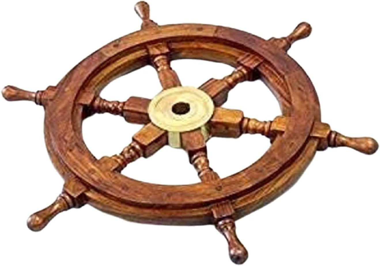 Sailors Special Handcrafted Wooden Ship Wheel 15" Classic Ship'S Steering Wheel Sailing Home Wall Mounting Decoration Accents Nautical Collectibles Decor image number 3