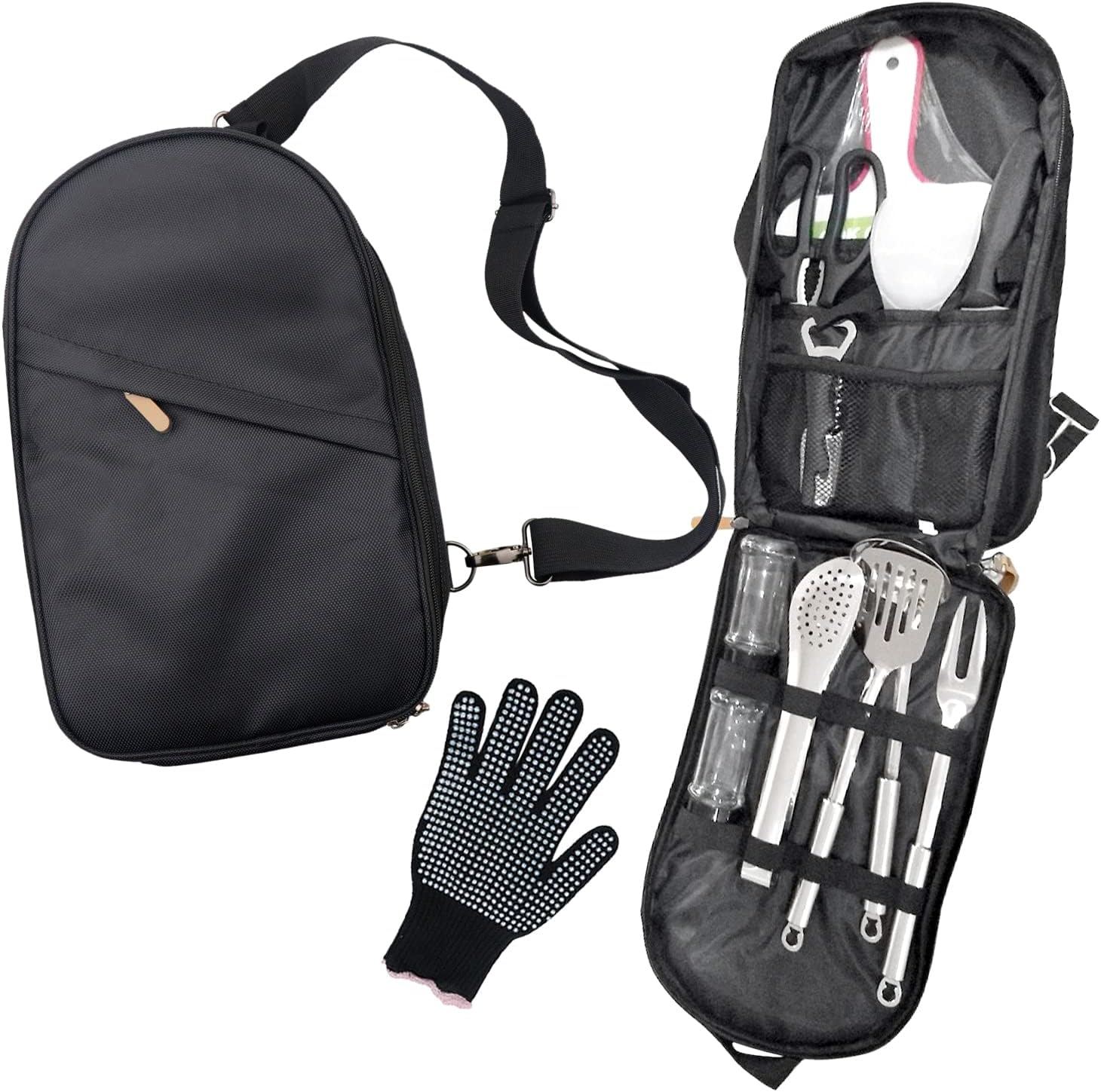 Sunshine & Skittles 13 Piece Portable BBQ Utensils Kit - Stainless Steel - Complete Set for All Occasions - Easy & Durable - Great Gift! image number 1