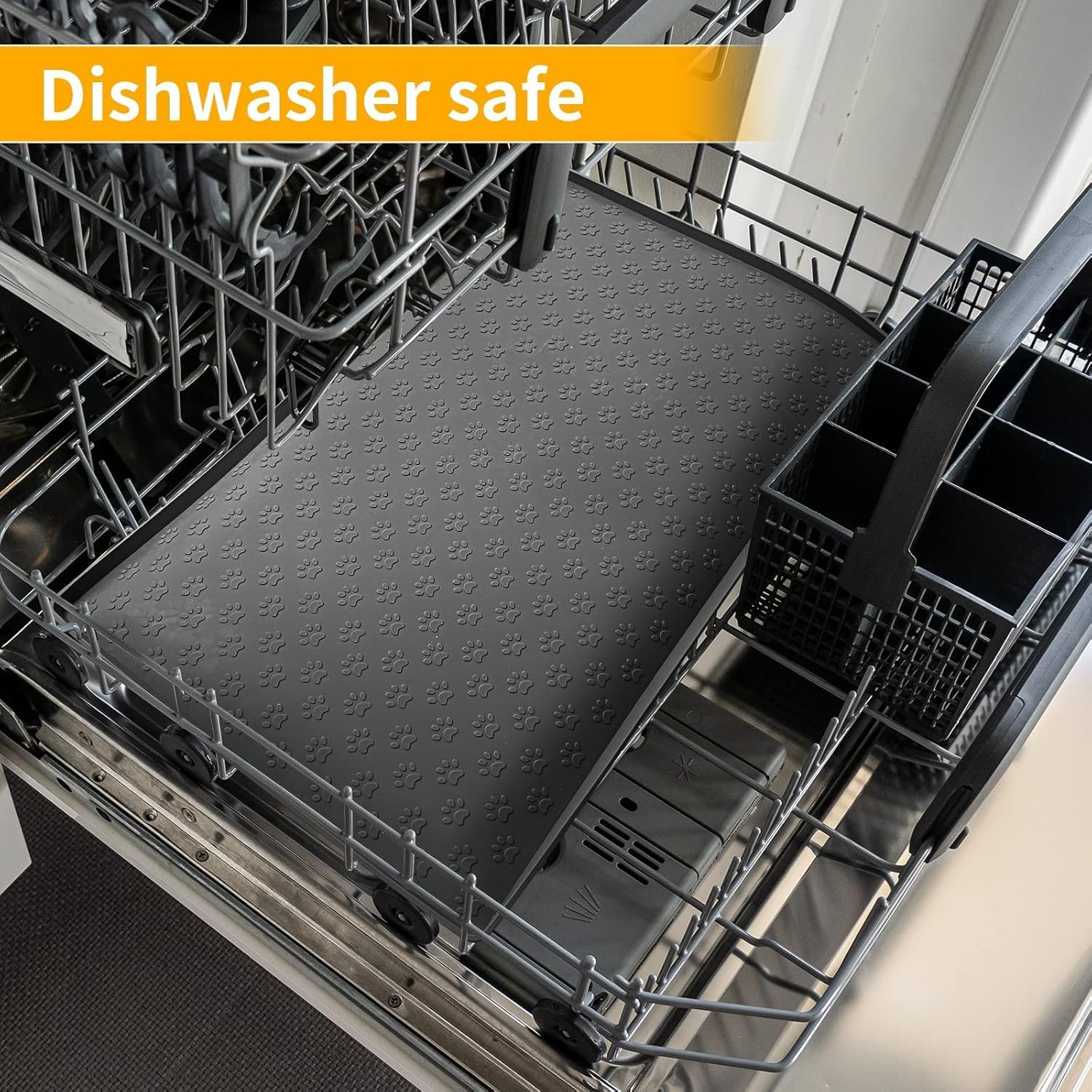 Pet Placemat for Dog and Cat, Mat for Prevent Food and Water Overflow, Suitable for Small, Medium and Big Pet (Black, 48 * 30Cm) image number 1