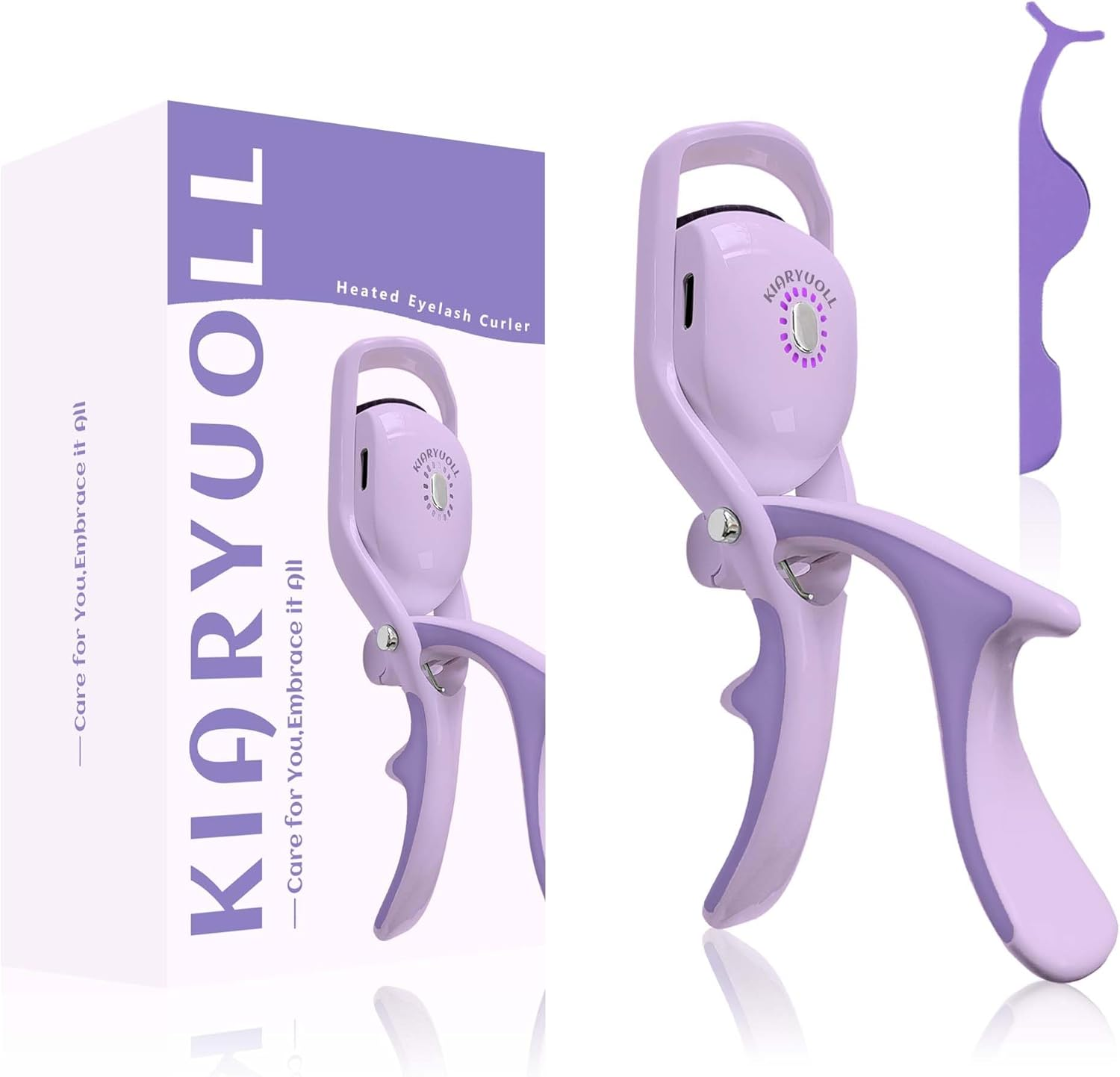 Electric Heated Eyelash Curler Kit Hot Lash Therapy Professional Eyelash Tools Battery Powered Lash Lifter Rechargeable Clamp for Various Eye Types Plastic Material (Colour Purple)
