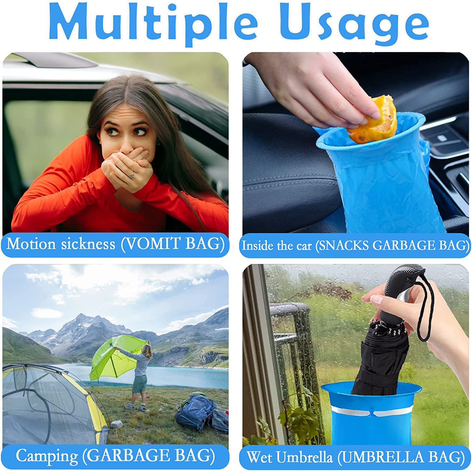 25 Pack Vomit Bags Disposable, Wide Mouth Travel Barf Bags for Car Travel, Sickness Bags for Adults, Kids, Pregnant Woman image number 1