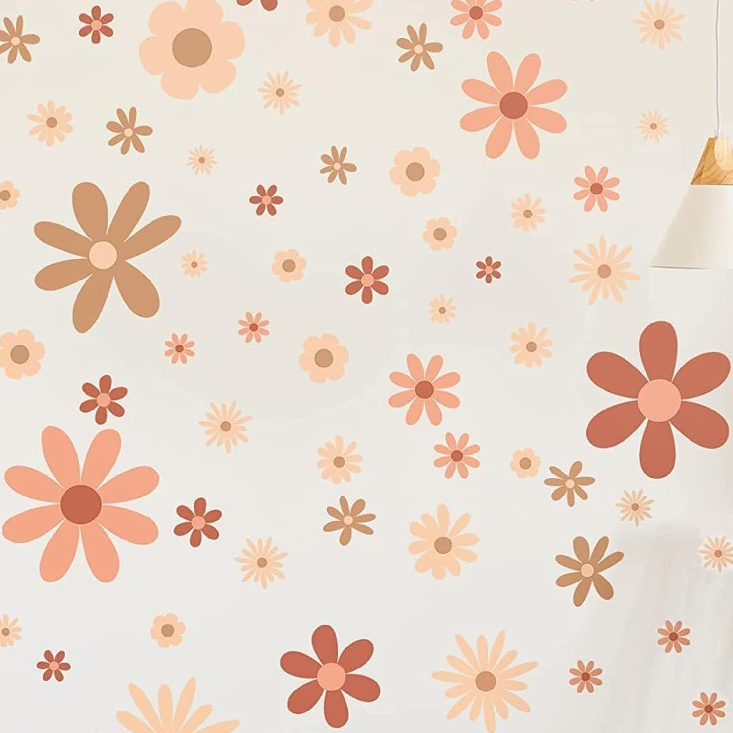 Daisy Wall Decals Vinyl Wall Decals Daisy Stickers Boho Floral Wall Stickers for Kids Nursery Wall Art Bedroom Classroom (Color02-9Sheets/90Pcs)