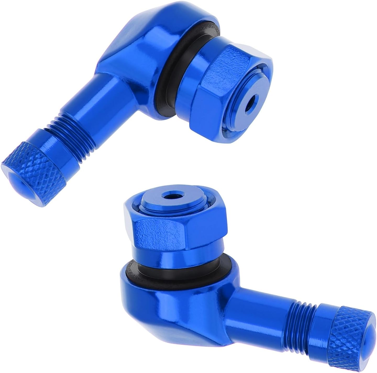 Windance 2Pcs 90 Degree CNC Motorcycle Tire Valve Stems for Most Bike 10 Mm To11.3 Mm Tubeless Tires Easy Installation (Blue)