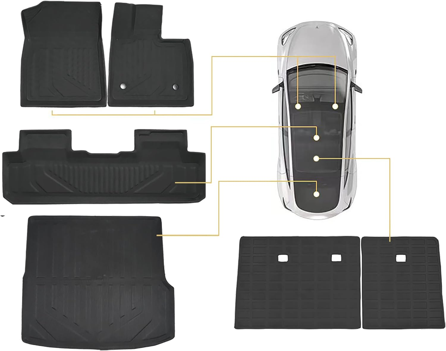 BYD Sealion 6 2025 Floor Mats Sealion 6 RHD (6Pcs) Front Rear Row Trunk Back Seat Cover Full Set Non-Slip Car Foot Pad FIT Premium (Boot Liner NOT FIT Essential)