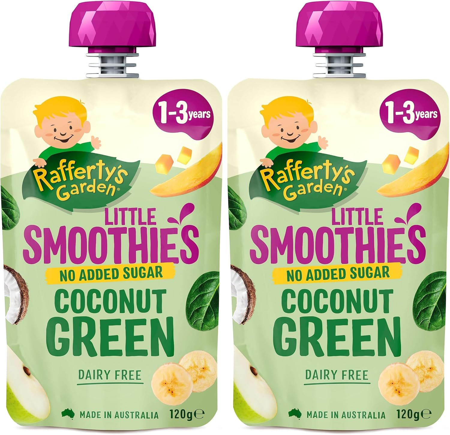 Rafferty'S Garden Coconut Green No Added Sugar Little Smoothies for 1-3 Year Old Toddlers 120G (Case of 6)