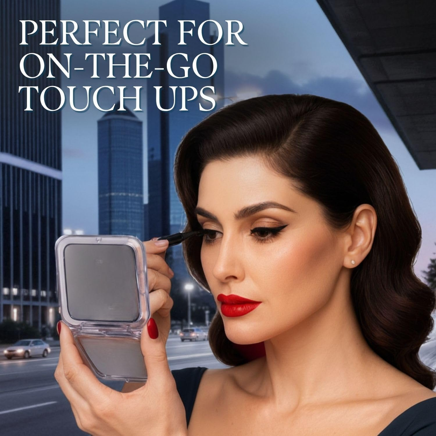 Folding Travel Mirror with 15X Magnification - Small Mirror for Travel Makeup - 3.3" Mini Square Folding Cosmetic Mirror (Silver) image number 4