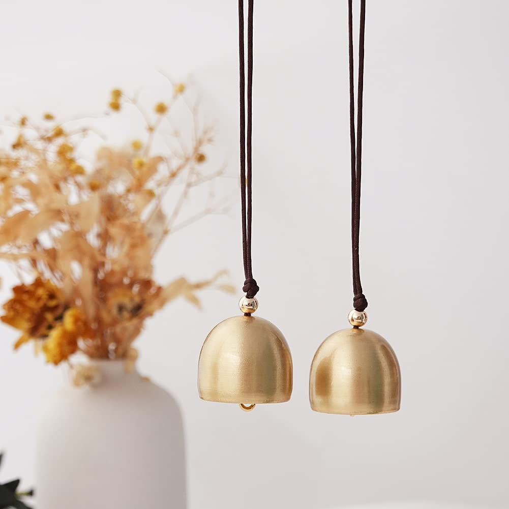 2Pcs Small Hanging Bells Decoration Camping Tent Fengshui Bell for Good Luck Wealth and Safe Window Home Pendant Wind Chime image number 2