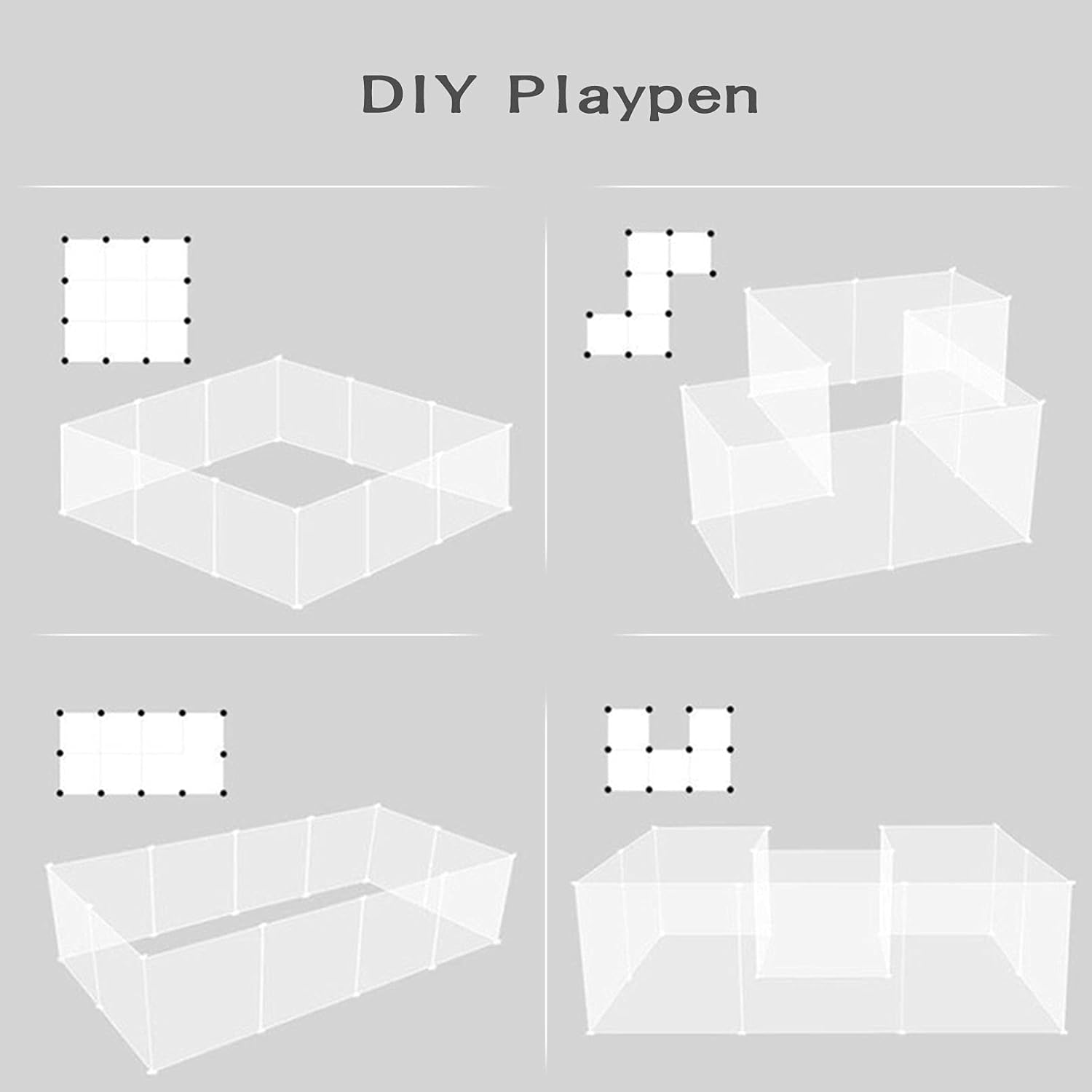 Kathson Plastic Pet Playpen,Portable Bunny Fence,Small Animals DIY Metal Enclosure Pen Cage Yard Outdoor & Indoor for Small Rabbit Cat Guinea Pig Hedgehogs Rat(12 Panels/13.8 X 17.7 Inches)