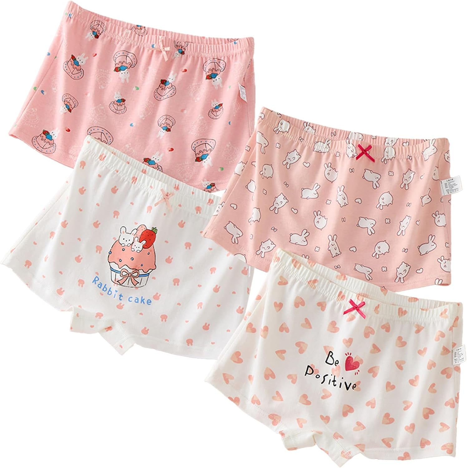 ZONEY 4 Pack Little Girls Cotton Underwear Soft Shorts Kids Boxer Briefs Panties for 2-10 Years