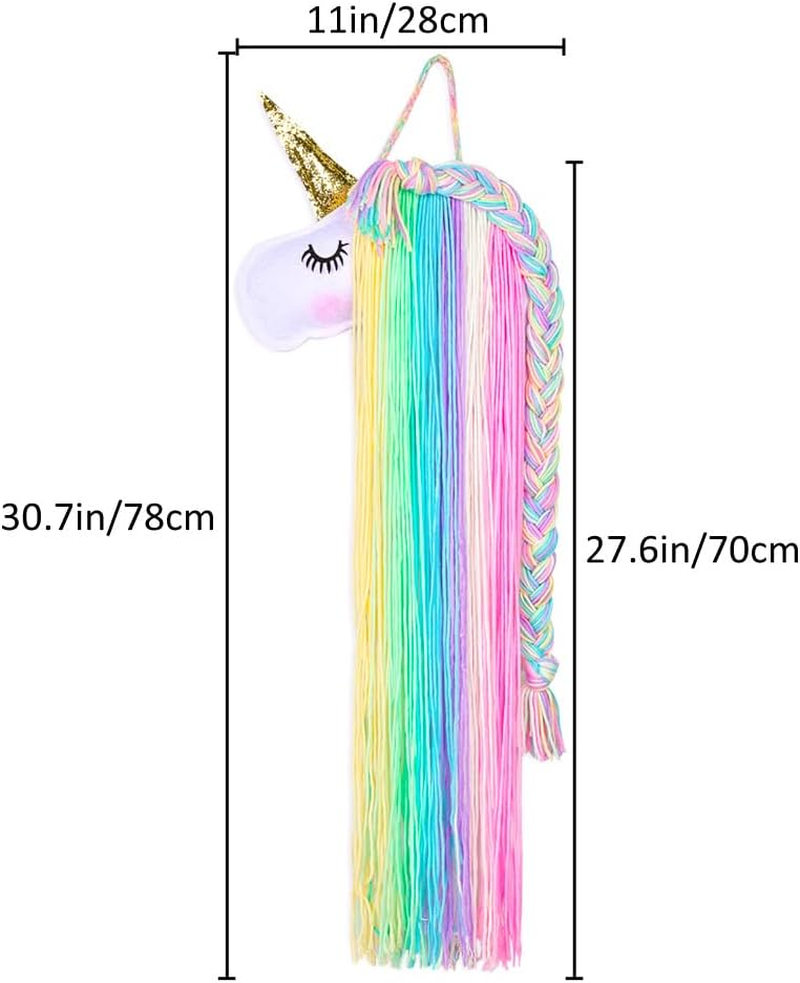 Basumee Unicorn Hair Bow Holder for Girls Wall Hanging Decor and Baby Hair Clip Hanger Organizer Rainbow Unicorn