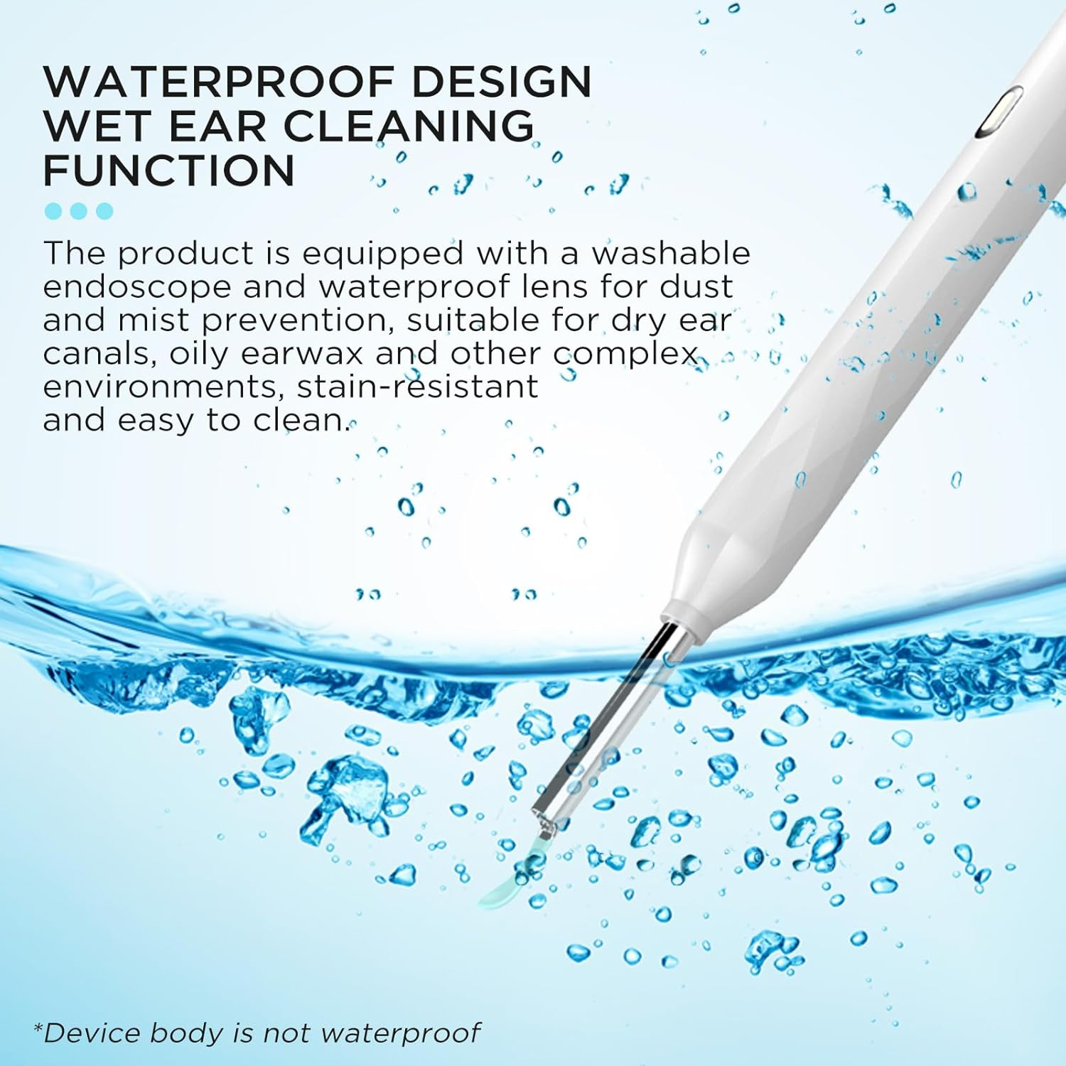 Viviendo Ear Wax Removal Endoscope, Earwax Remover Tool with Ear Camera HD, Clean & Pick Wax Kit, Tyoe-C Rechargeable Wifi Otoscope with 6 LED Lights, Ear Cleaner Scope - White image number 1