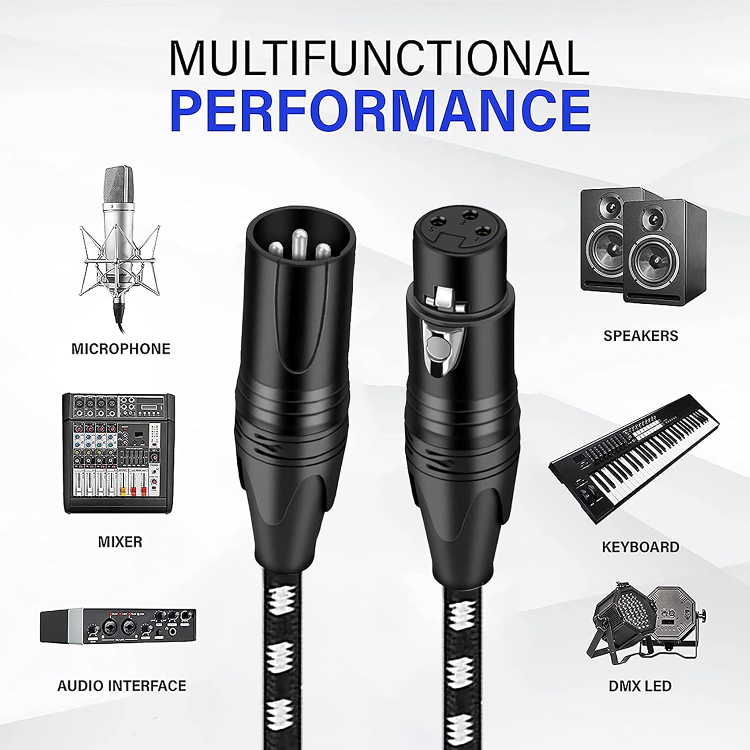 XLR Cables, Tunghey XLR Cable Heavy Duty Microphone Cable XLR Male to Female Nylon Braided XLR Microphone Cable (3M) image number 6