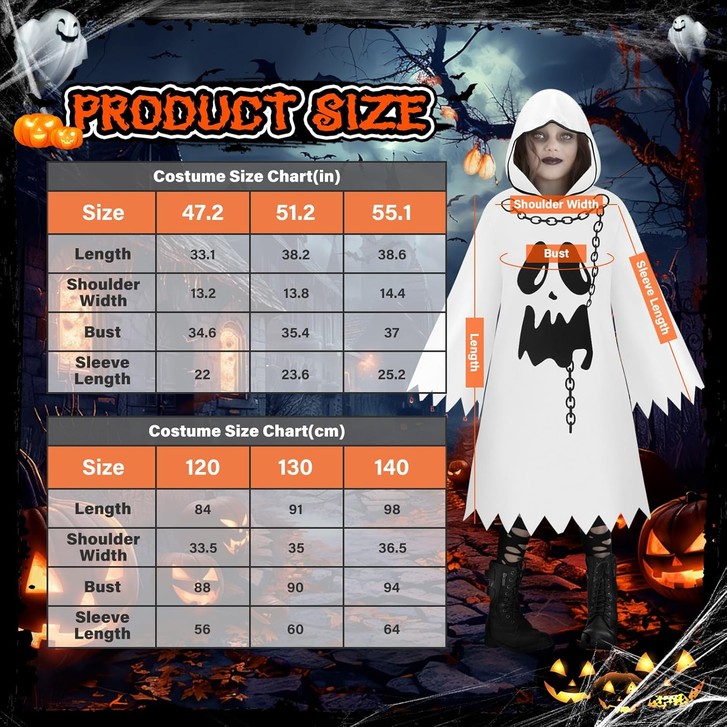 Ghost Costume Halloween Children: Boys Girls Ghost Costume with Handbag - Halloween Costume Ghost for Carnival Fancy Cosplay Party