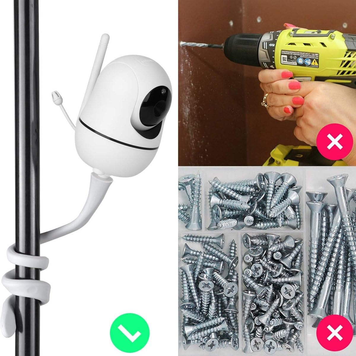 Baby Monitor Bracket,Flexible Twist Monitor Bracket,Universal Baby Camera Bracket,Fixed on Baby Bed Frame or Furniture. image number 4