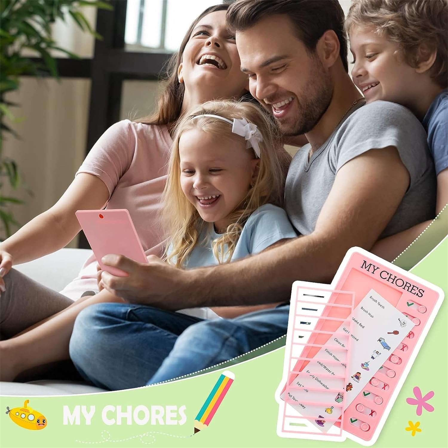 3 Pieces My Chore Checklist Board, Reusable Checklist for Planning Chart with 10 Detachable Cardstock for Home Routine Planning Daily to Do List(3 Colour) image number 1