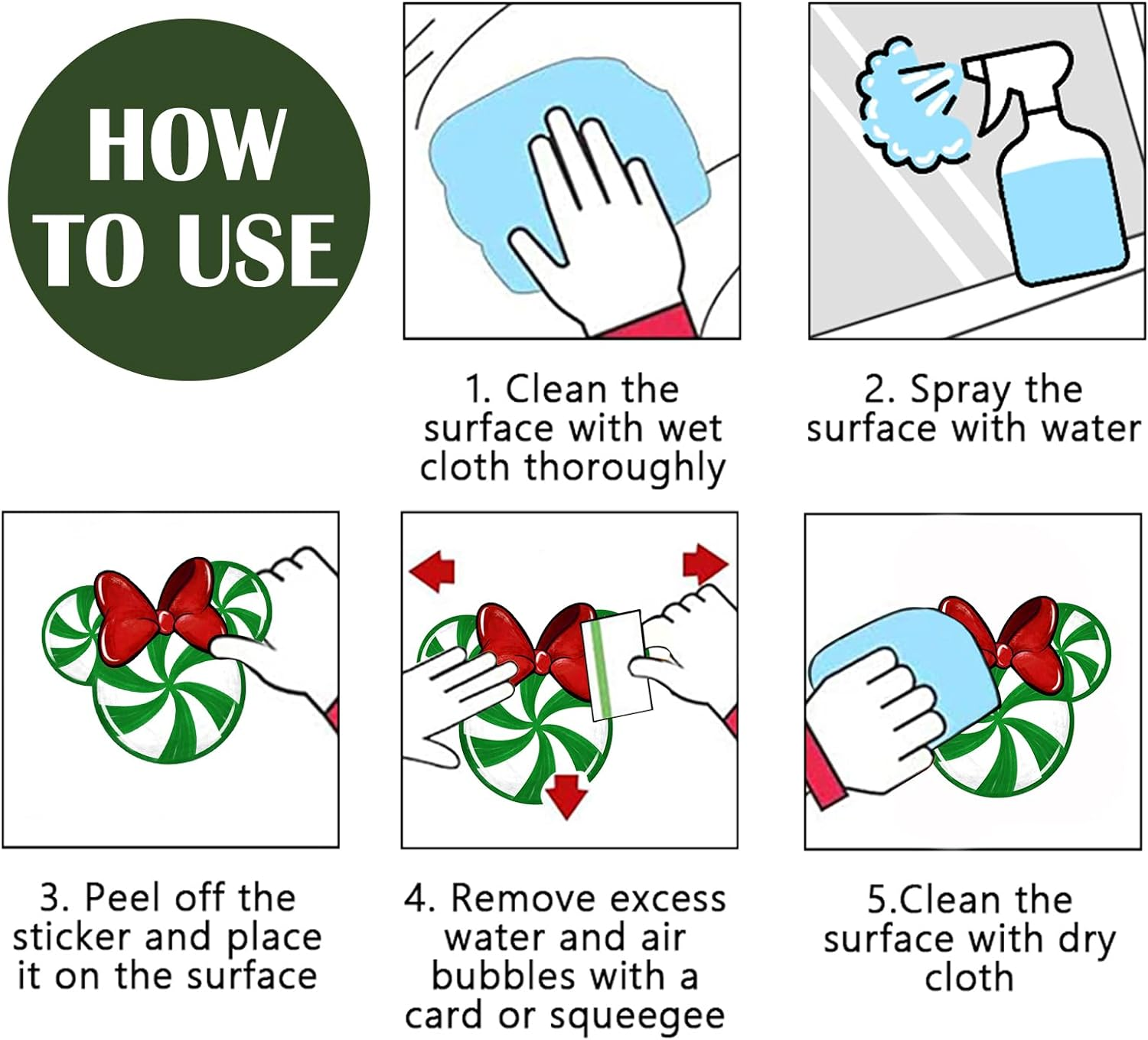 Yovkky Merry Christmas Window Clings, 2025 New Year Christmas Xmas Tree Green Red Stickers Decals Decor, Peppermint Candy Wreath Winter Snowflakes Holiday Party Home Kitchen Decorations image number 2