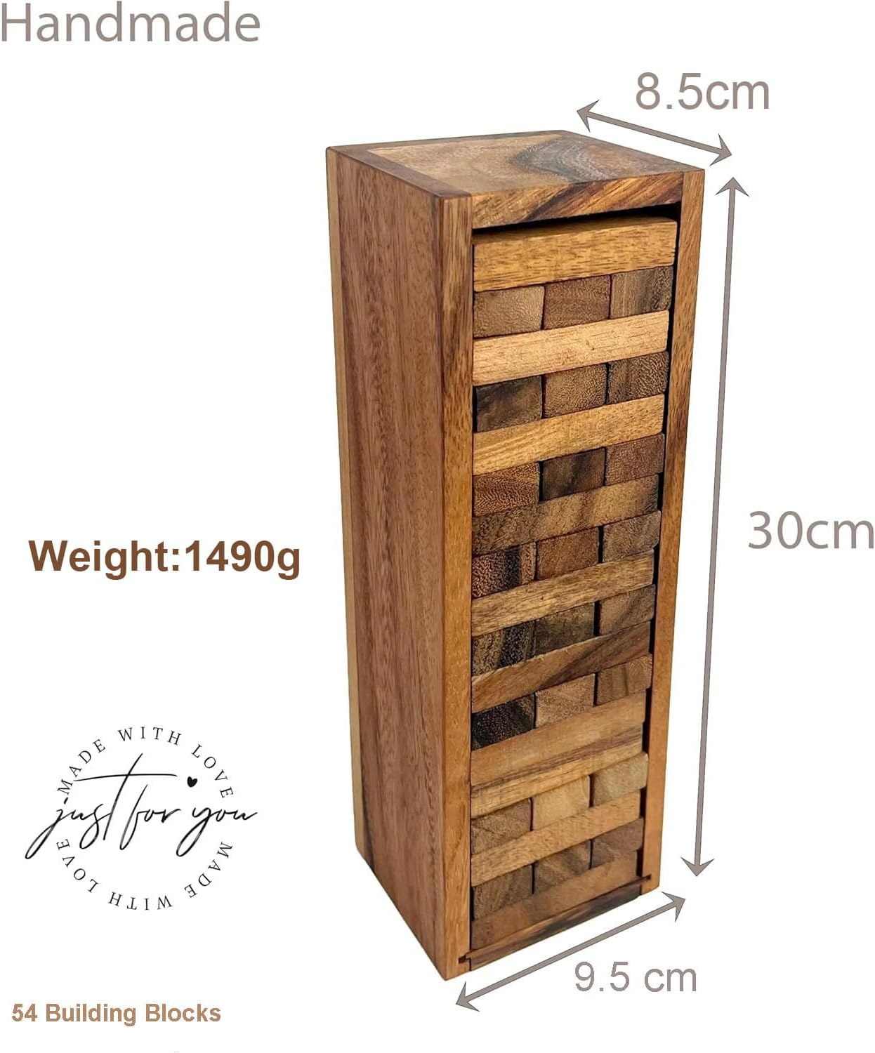 Walnut Wooden Tumbling Tower Game- Ideal for Party, Building, Camping, Outdoor Games for Adults, Classic Stacking Block for Challenging Your Skills image number 6