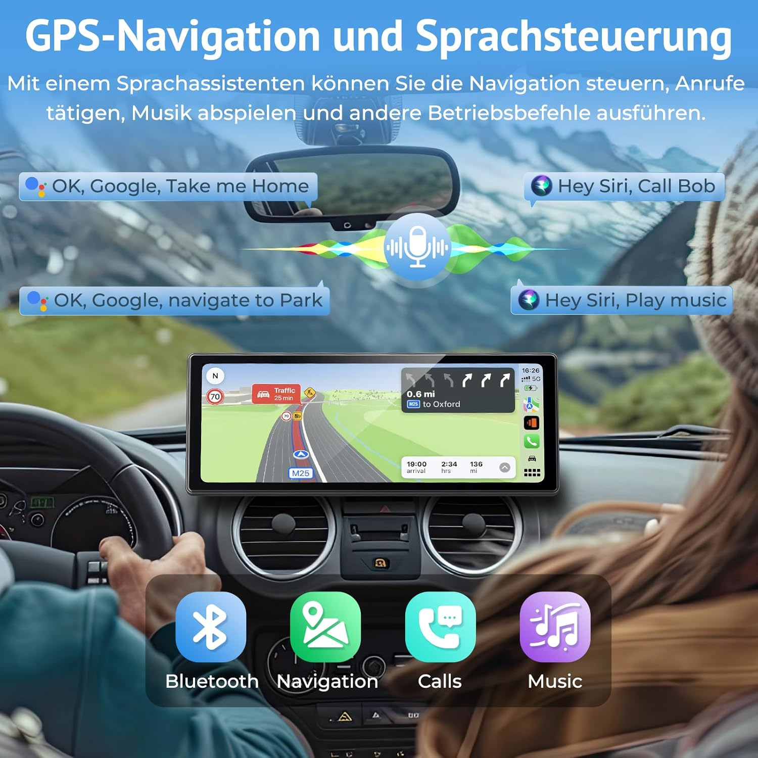 2025 Carplay Display Compatible with Carplay & Android Car, IPS Android Car Display with Light-Sensitive Function, Bluetooth, Mirror Link, Fm, Voice Control and Two USB Charging Ports image number 6