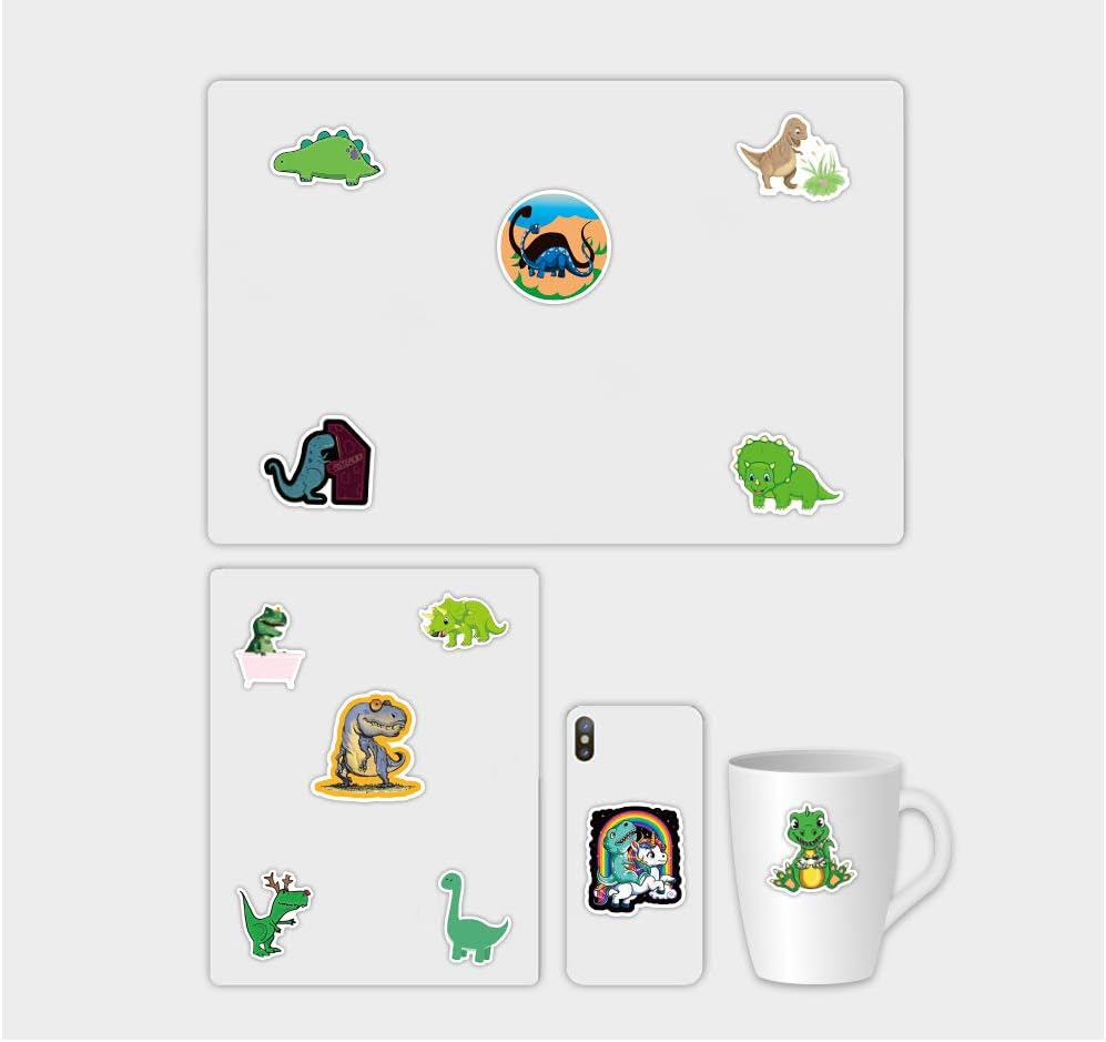 Dinosaur Stickers for Water Bottles 50-Pack, Cute, Waterproof Stickers for Teens, Girls, Perfect for Laptop, Phone, Skateboard, Travel| Extra Durable Vinyl (Dinosaur-50Pcs) image number 3