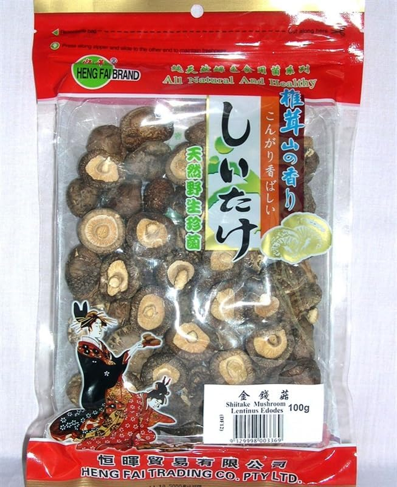 Heng Fai Shiitake Natural Money Mushroom - Large Meaty Texture for Authentic Flavour | High Protein | Perfect Vegan Food Choice for Stir-Fries, Soup and Stews | Fresh and Firm Quality | 100G image number 1