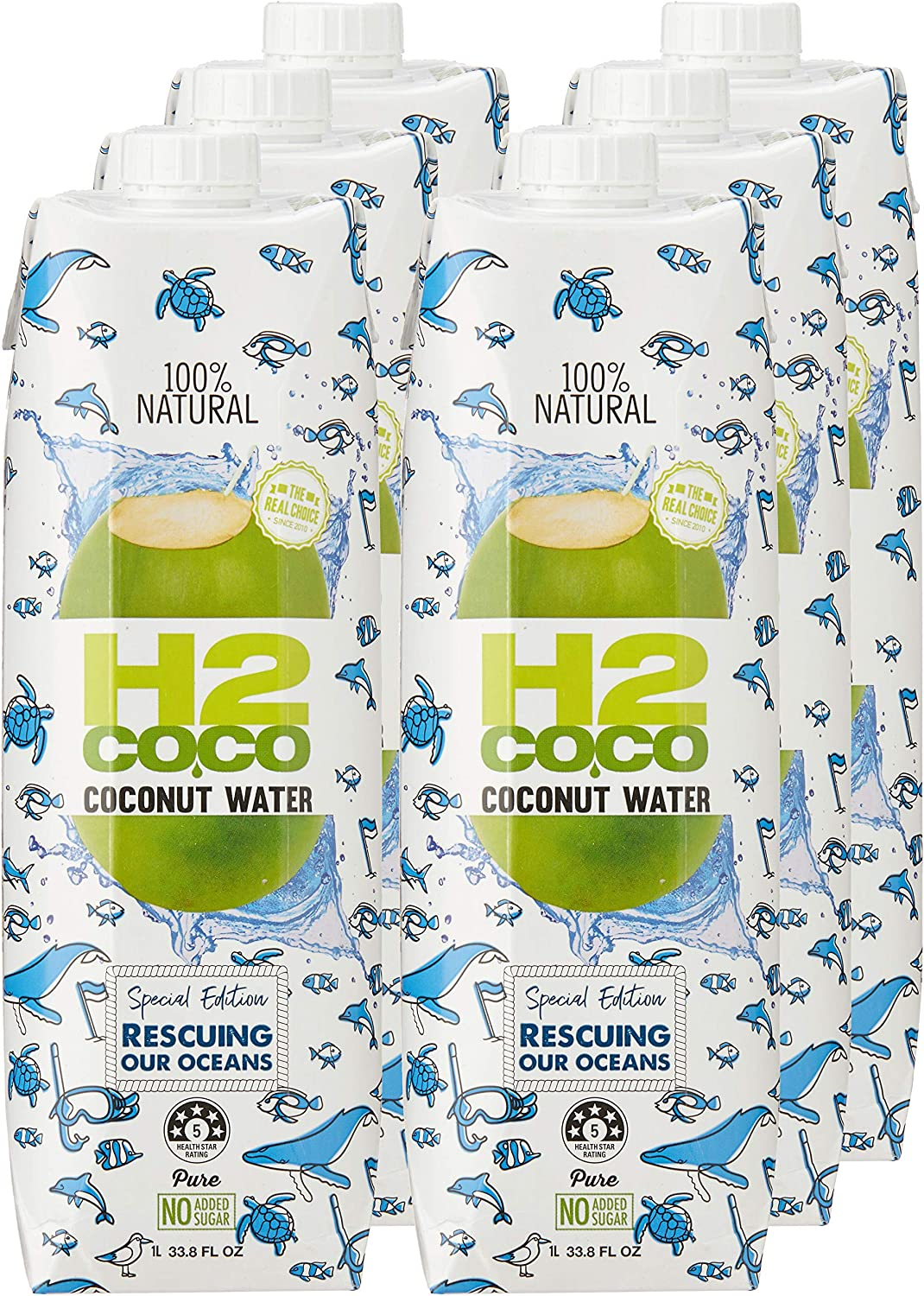 H2Coco Pure Coconut Water, 1 Liter, Pack of 6 image number 1
