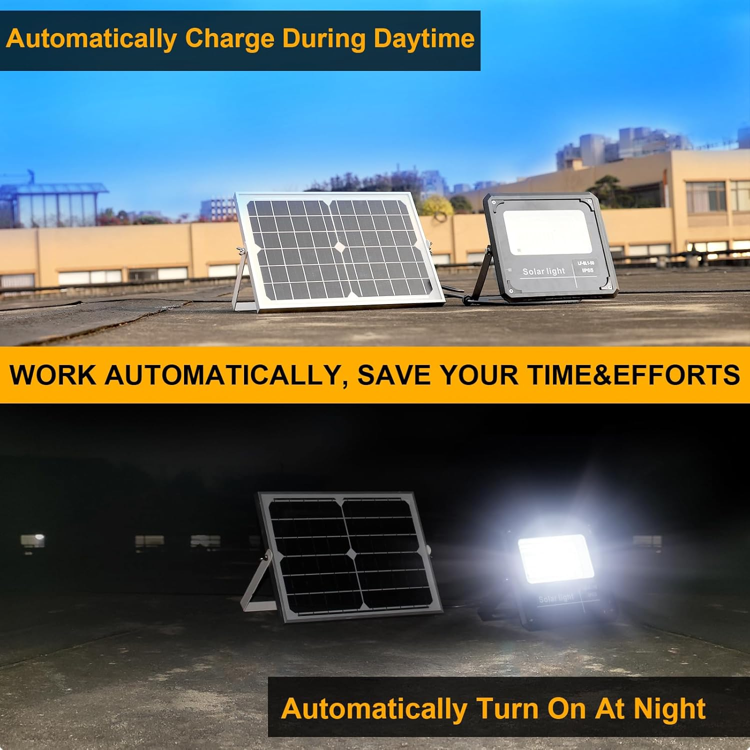 Ikuby Outdoor Solar Flood Light Dusk to Dawn 10W 6V 350*235Mm Solar Panels,96 Leds 1000 Lumens Waterproof IP65 with Remote Control,Security Lighting for Yard Garden Gutter Swimming Pool Pathway Area image number 1