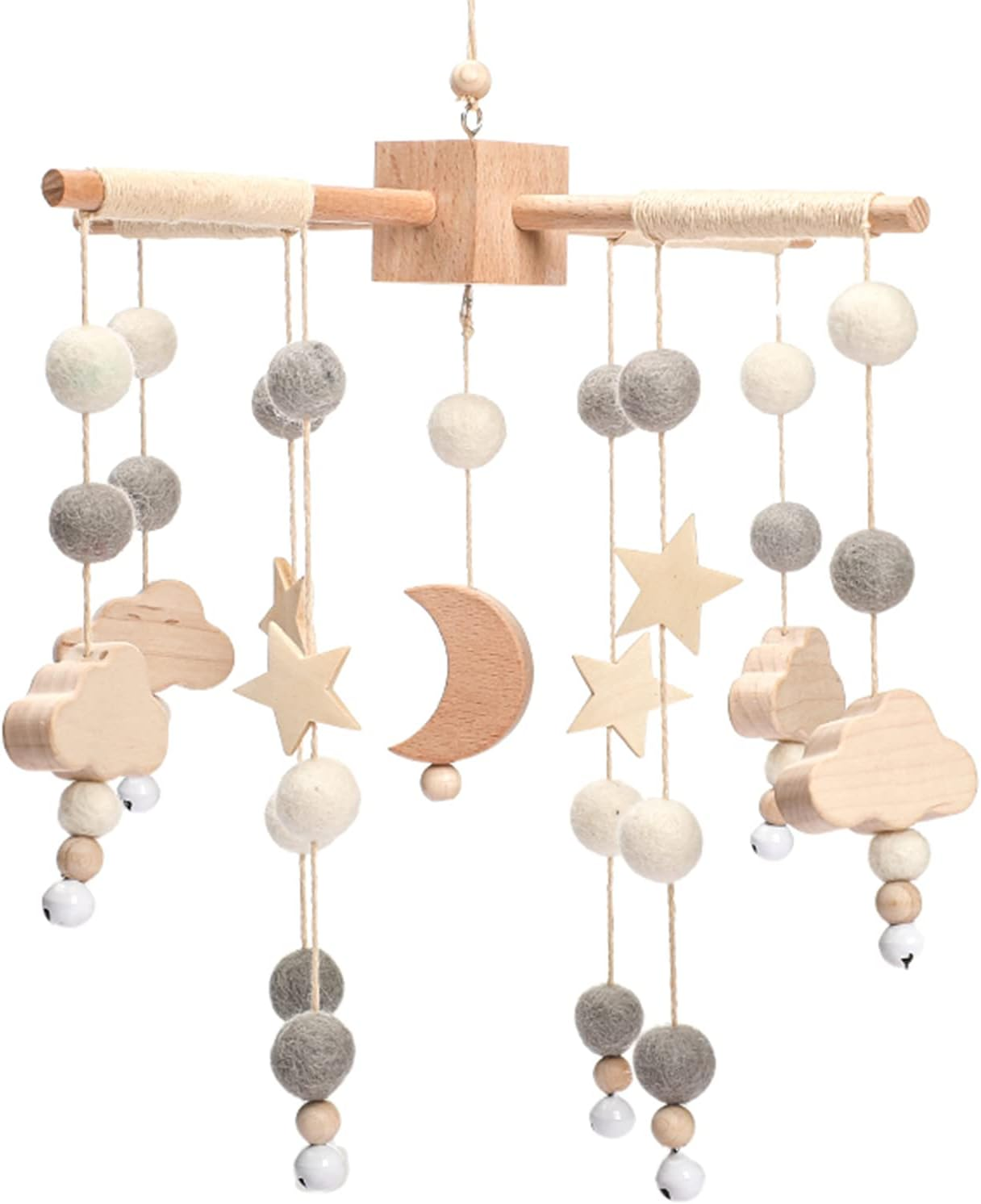 Promise Babe Clouds Wooden Baby Mobile - Blue Moon Design for Girl'S Bed