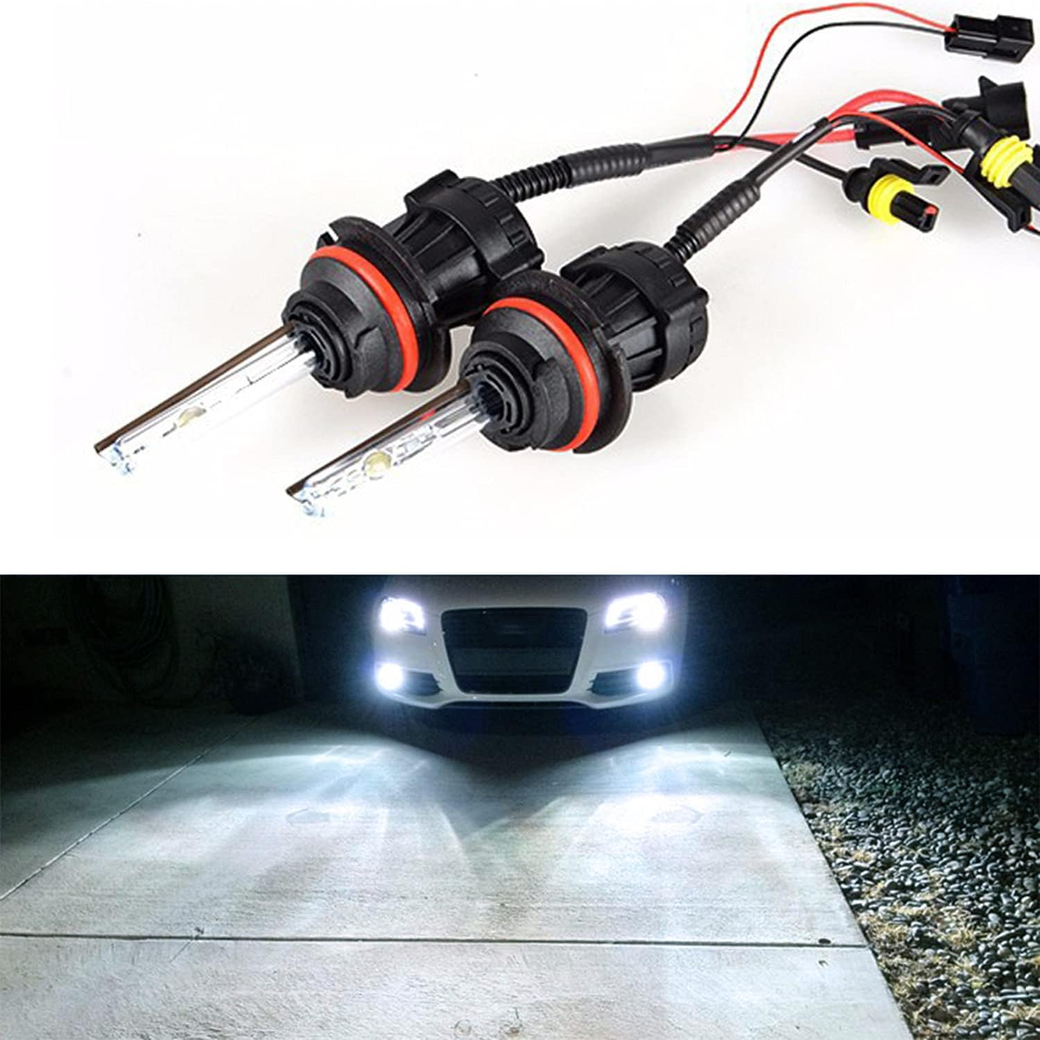 H13 9008 Bi-Xenon HID Bulbs 35W Super Bright Dual Hi/Lo Headlight Bulb Replacement, 8000K Ice Blue, Pack of 2 image number 2