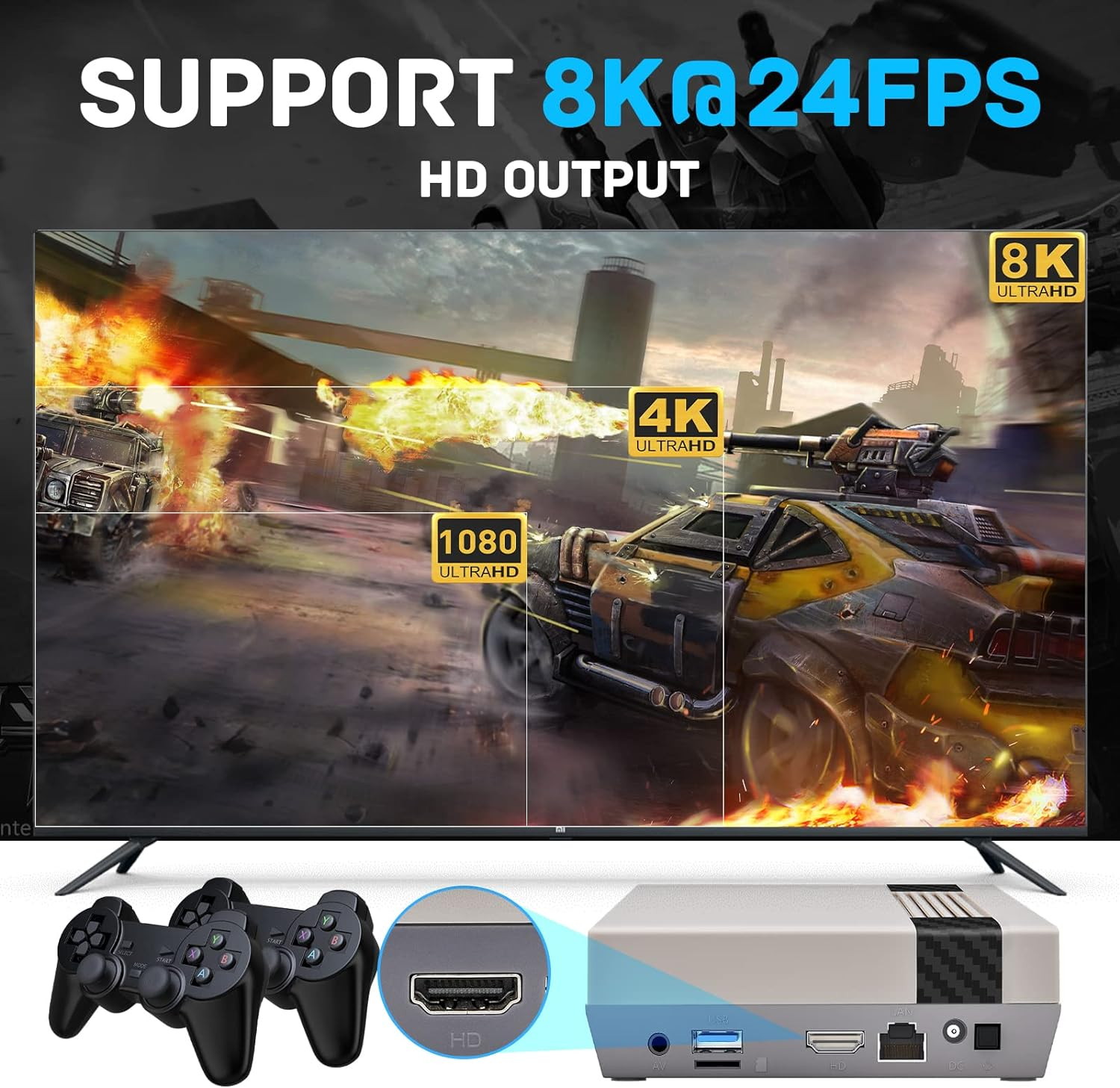 Kinhank Super Console Cube X3 Video Game Consoles Built-In 100000+ Games, Android 9.0/Emuelec 4.5/Coree System, S905X3 Chip, Compatible with PS1/DC/ARCADE, Etc 8K UHD Output,2.4G/5G image number 2