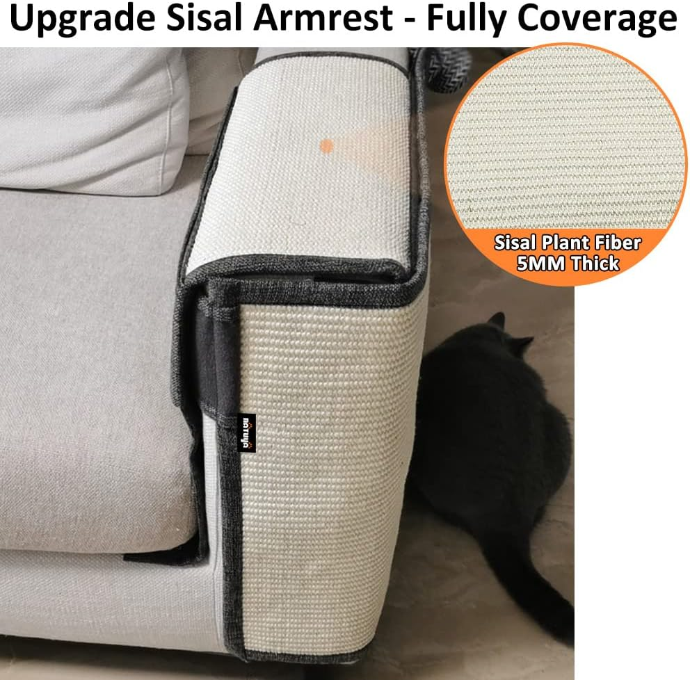 NATUYA Furniture Protectors from Cats-Cat Couch Protector Large Sisal Cat Scratching Mat-Protect Sofa Corner Cushion Chair (Sisal Armrest - Left) image number 6