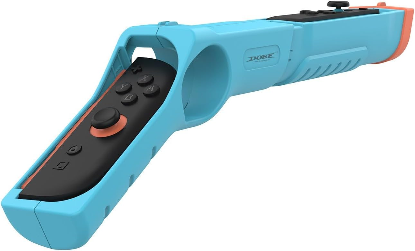 Shooting Game Grip for Nintendo Switch2 Joycon2, Light Blue and Orange, Gun-Style Controller Attachment