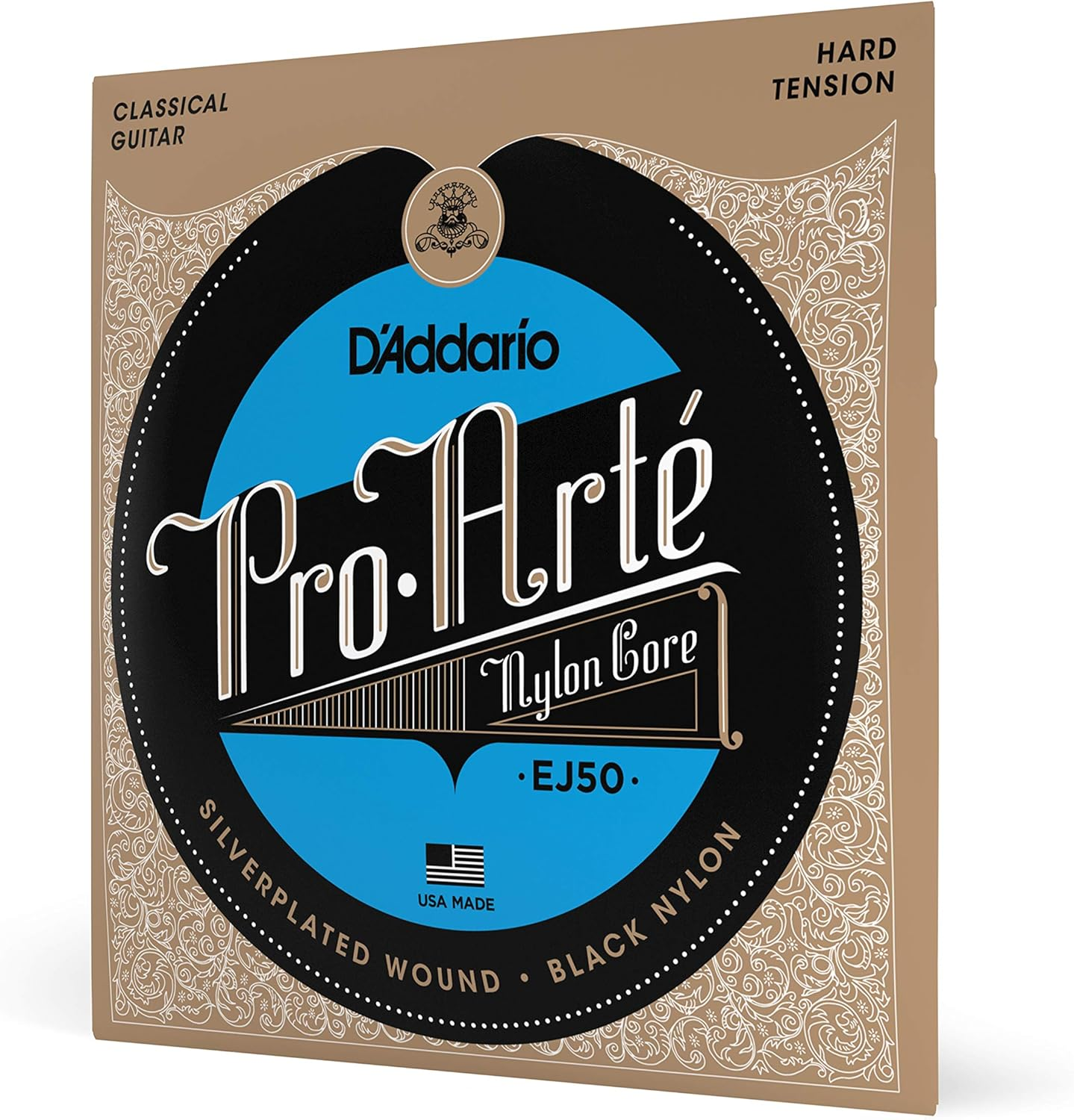 D'Addario EJ50 Pro-Arte Black Nylon Classical Guitar Strings, Hard Tension image number 6