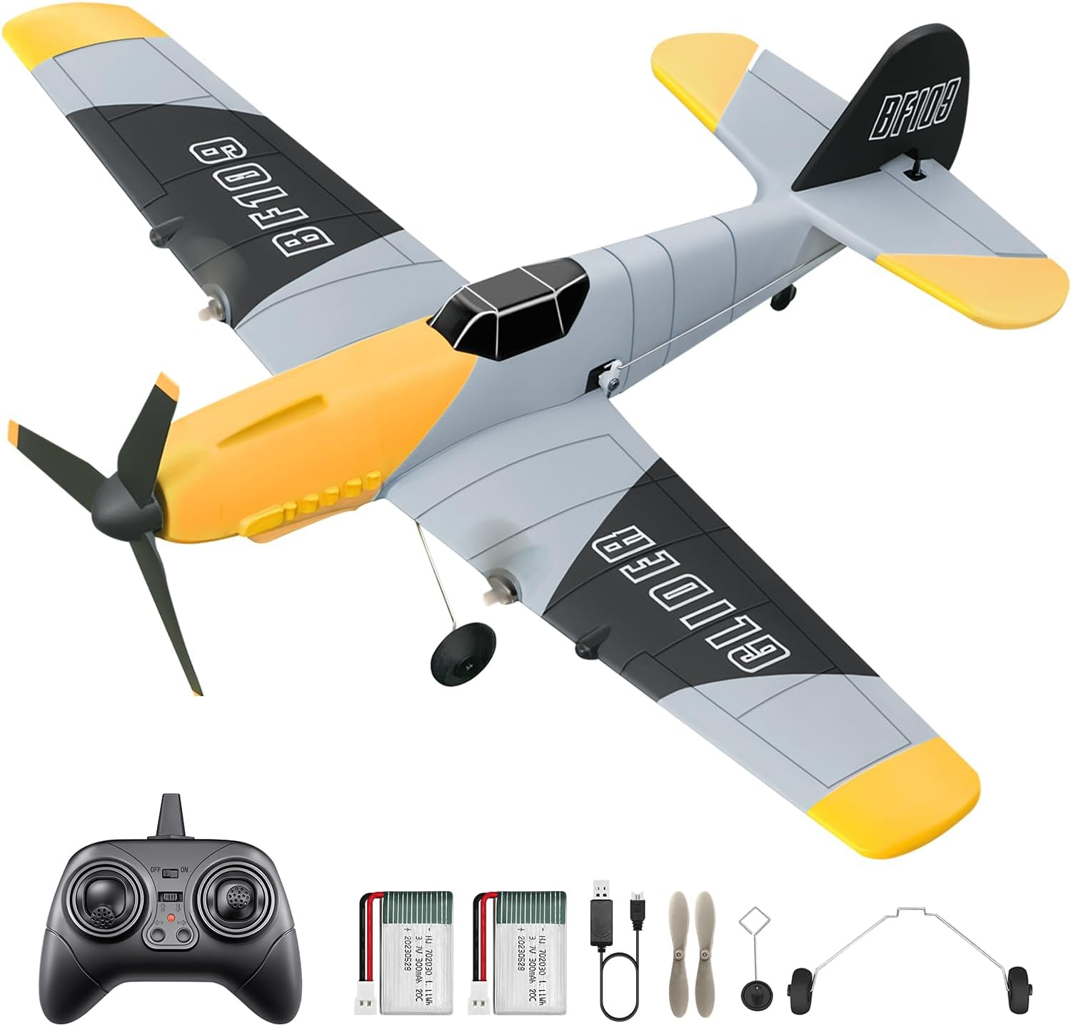 HAWK'S WORK 3 Channel RC Plane P-51D Mustang, Remote Control Airplane Ready to Fly, 2.4Ghz 6-Axis Gyro Stabilizer, Easy to Fly for Kids & Beginners