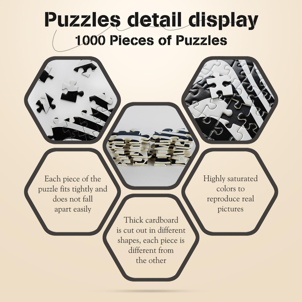 MISITU 1000 Pieces Jigsaw Puzzle for Adults - Black and White Strips Impossible Challenging Difficult Abstract Hard Puzzle - Christmas Home Decorations 28 X 20 Inch image number 1